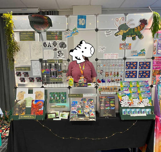 Stall alongside my partner who owns the Tigerprawn IP on the right.